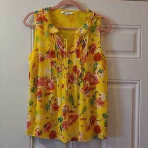Rose & Olive Yellow Floral Sleeveless Blouse